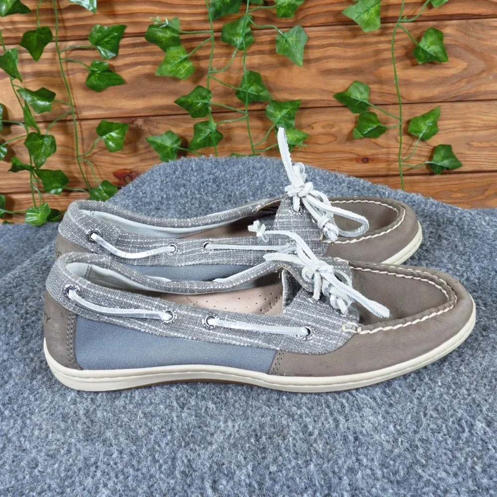 Sperry Songfish Women Casual Boat Shoes Size 6.5‎ Medium Gray Leather Textile
